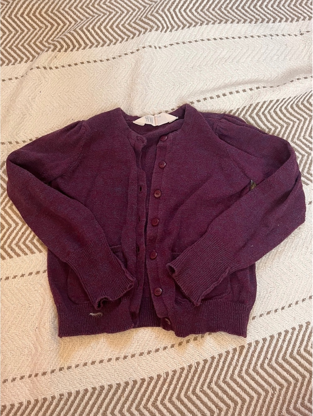 H&M Burgundy Button-Up Cardigan for Toddler 1.5-2Y
